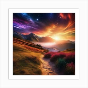 Sunset In The Mountains 52 Art Print