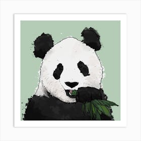 Panda And Bamboo Square Art Print