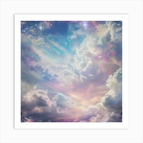 Cloudy Sky With Stars Art Print