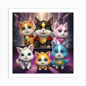 Group Of Mystical Cats Art Print