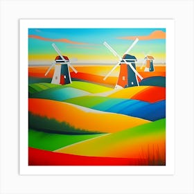 Windmills and Hills Art Print