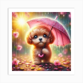 Puppy In The Rain 3 Art Print