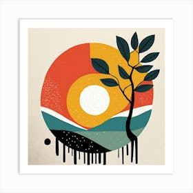 Sun And A Tree Branch Abstract 1 Art Print