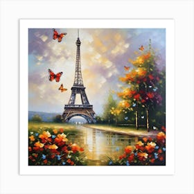 Paris With Butterflies 78 Art Print