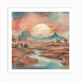 Landscape, Boho style 1 Art Print