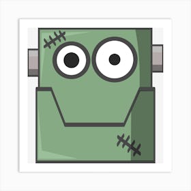 Green Robot With Eyes Art Print