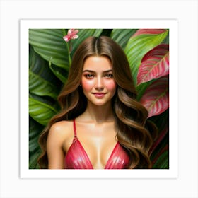 Girl In Red Bikini Art Print