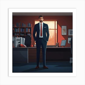 Businessman In Office Art Print