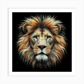 Lion Head painting in pastel Art Print