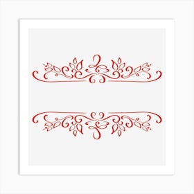 Red Floral Frame Art Print