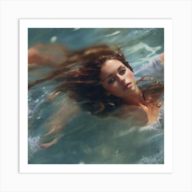 A Beautiful Woman Emerges From The Sea Art Print