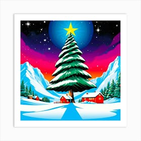 pop art  Christmas Tree On North Pole 3 Art Print