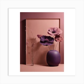 Purple Flowers In A Vase Art Print