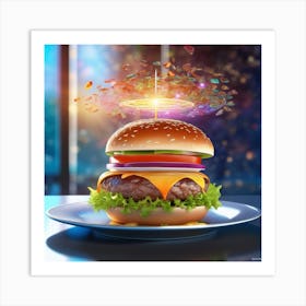 Burger On A Plate 45 Art Print