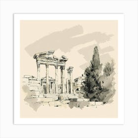 Sketch Of A Temple Art Print