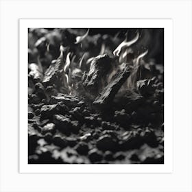 Black Coal Burning In A Fireplace Art Print