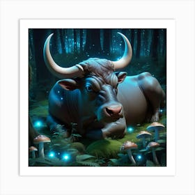 Bull In The Forest 18 Art Print