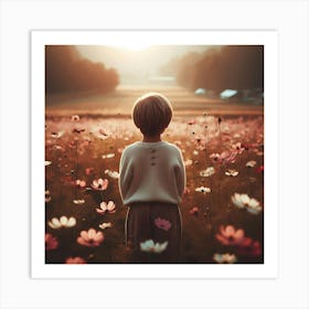 Child In A Field Of Flowers Art Print