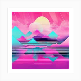 Abstract art in a vaporwave style, with pastel colors and retro digital elements Art Print