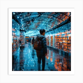 Man In A Library Art Print