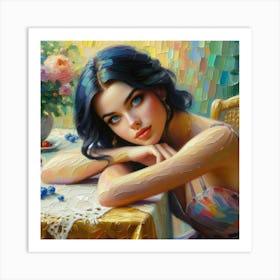 Girl With Blue Eyes 18 Art Print