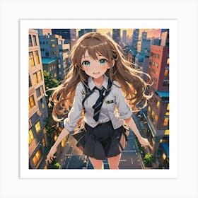 Anime Girl In School Uniform Art Print