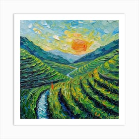 Sunset In The Vineyards Art Print