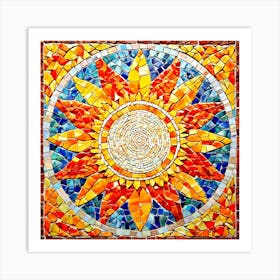 Mosaic Sun A Sun Created From A Mosaic Of Small Tiles 19 Art Print