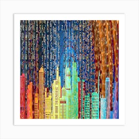 Matrix City Urbanization Technology Art Print