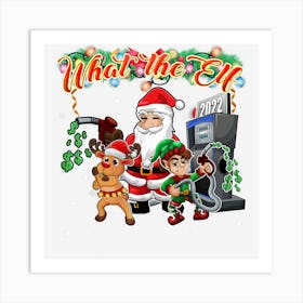 Santa Rudolph And Elf Funny Christmas Art Print