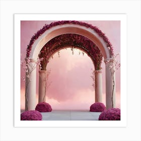 Archway With Pink Flowers Art Print