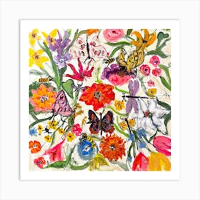 Butterflies And Bees Art Print