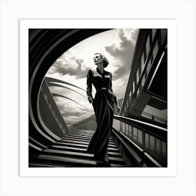 Woman 1920s In Black And White Art Print