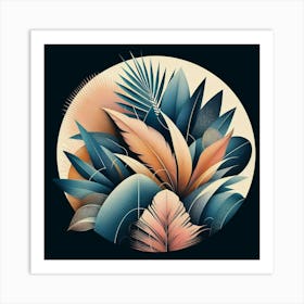 Aesthetic style, Abstraction with tropical leaf 8 Art Print