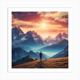 Man In The Mountains Art Print