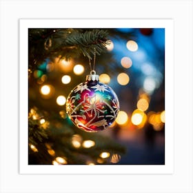 Christmas Ornament On A Tree Art Print