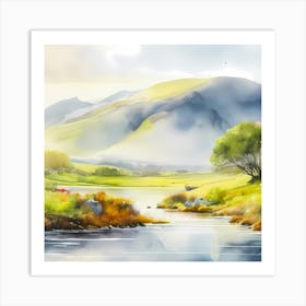 Watercolor Landscape Painting Art Print