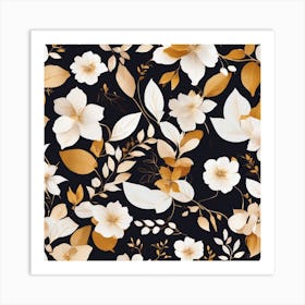 Gold Floral Pattern Art Print