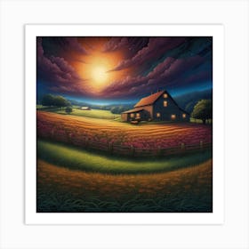 Barn At Night Art Print