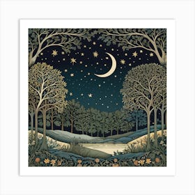 Night In The Woods william morris inspired art Art Print