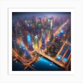 Cityscape At Night Art Print