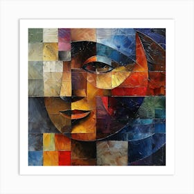 Moon and Face - Cubism colorful cubism, cubism, cubist art,   abstract art, abstract painting  city wall art, colorful wall art, home decor, minimal art, modern wall art, wall art, wall decoration, wall print colourful wall art, decor wall art, digital art, digital art download, interior wall art, downloadable art, eclectic wall, fantasy wall art, home decoration, home decor wall, printable art, printable wall art, wall art prints, artistic expression, contemporary, modern art print, unique artwork, Art Print