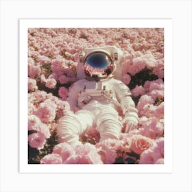 Astronaut In Pink Roses 1 Poster