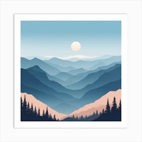 Misty mountains background in blue tone Art Print