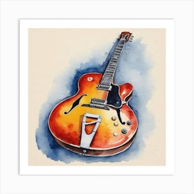 Watercolor Guitar Art Print