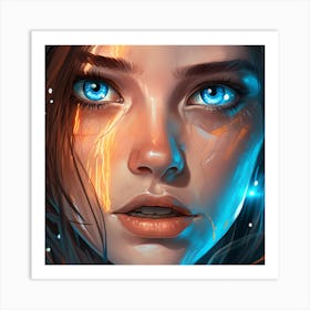 Girl With Blue Eyes Art Print