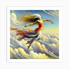 Girl In The Clouds Art Print