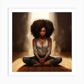 Afro Girl Meditation Art Print