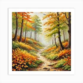 Forest In Autumn In Minimalist Style Square Composition 185 Art Print