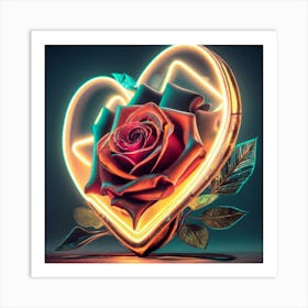 Neon Heart Art Art Print